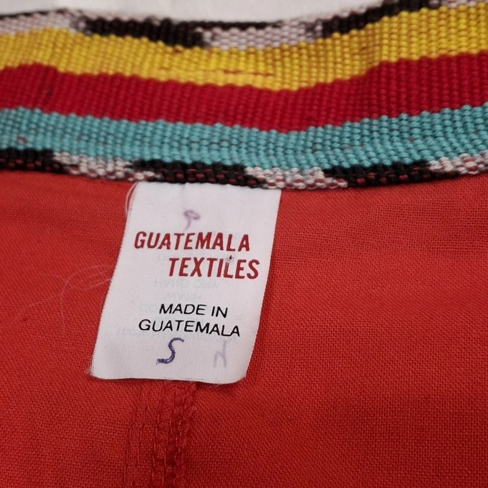 Guatemala Textiles Handwoven Cotton Serape Waist Red Corte Skirt  Size Small